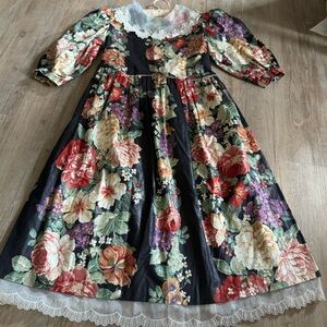 Vintage Chintz Dress Girls Vintage Floral Dress Size 14